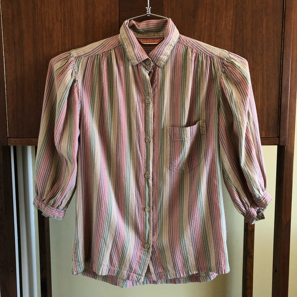 SOLD • puff sleeve striped blouse